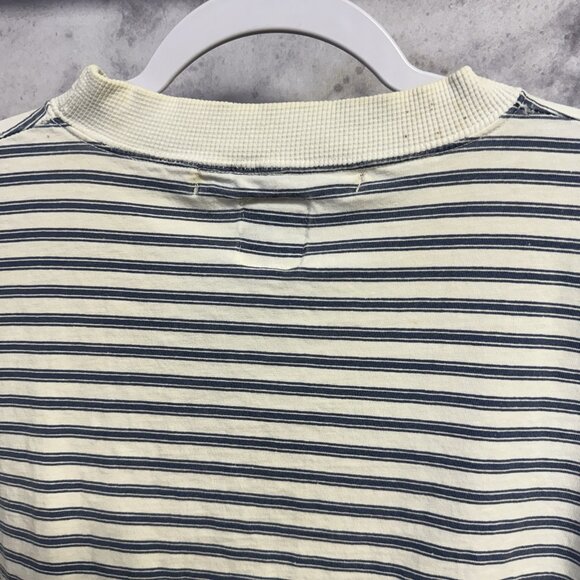 Vintage Code Bleu Crop Top T Shirt Womens Small 20x18 White/Blue Striped 90s - Picture 10 of 12